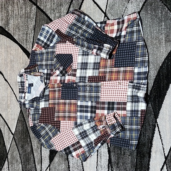 BUCKLE DAYTRIP PATCHWORK FLANNEL PLAID BUTTON-UP LONG-SLEEVED SHIRT JACKET - Picture 1 of 11